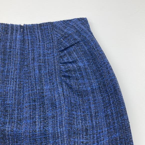 Nanette Lepore Women's Blue Tweed Schooner Pencil Skirt High Waisted Size 6 - Picture 4 of 16